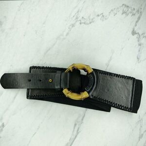 Belgo Lux Black Stretch Bamboo Buckle Belt Size Small S Medium M